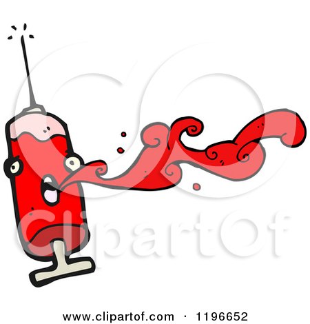 Cartoon of a Bloody Syringe - Royalty Free Vector Illustration by lineartestpilot