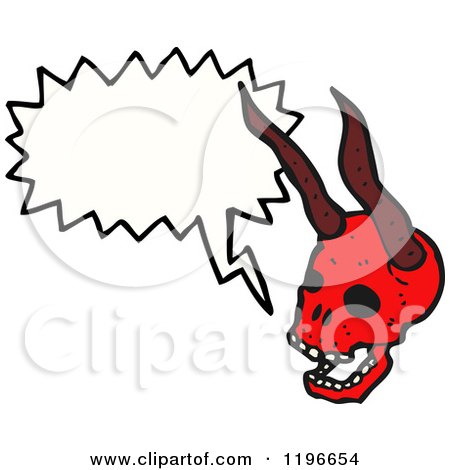 Cartoon of a Horned Skull Speaking - Royalty Free Vector Illustration by lineartestpilot