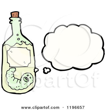 Cartoon of a Tequilla Worm Thinking - Royalty Free Vector Illustration by lineartestpilot