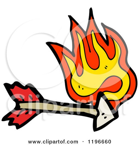 Cartoon of an Arrow in Flames - Royalty Free Vector Illustration by lineartestpilot