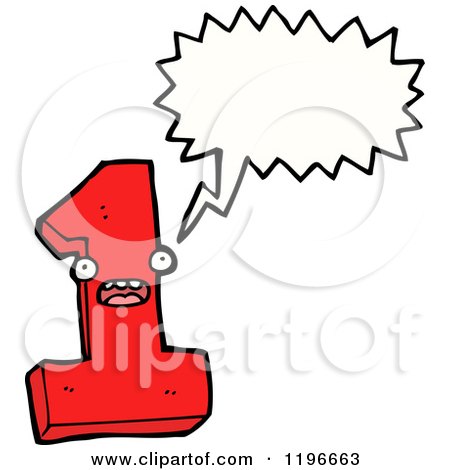 Cartoon of a Number 1 Speaking - Royalty Free Vector Illustration by lineartestpilot
