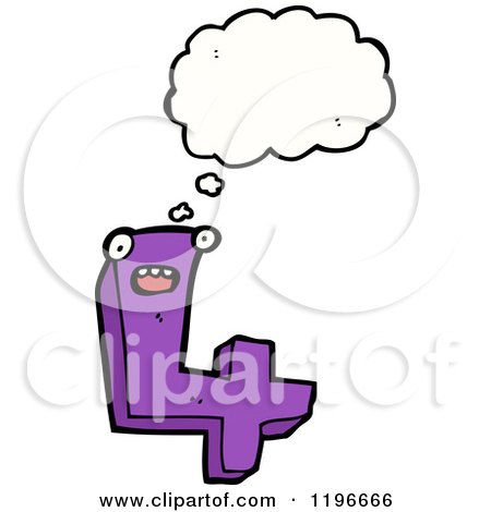 Cartoon of a Number 4 Thinking - Royalty Free Vector Illustration by lineartestpilot