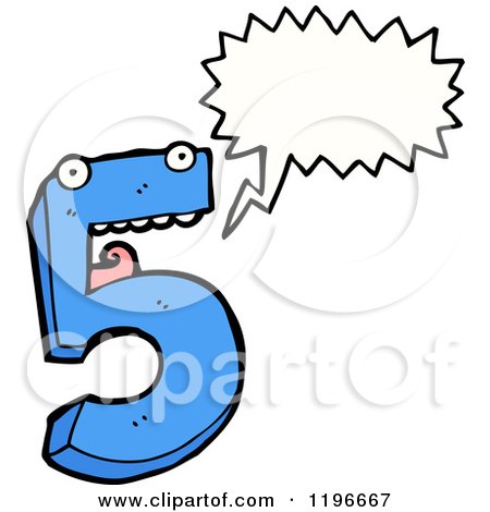 Cartoon of a Number 5 Speaking - Royalty Free Vector Illustration by lineartestpilot