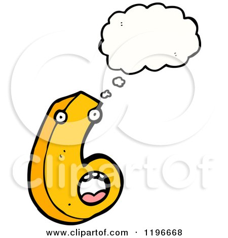 Cartoon of a Number 6 Thinking - Royalty Free Vector Illustration by lineartestpilot