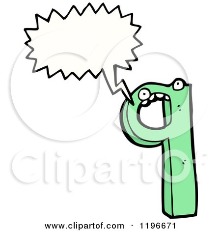 Cartoon of a Number 9 Speaking - Royalty Free Vector Illustration by lineartestpilot