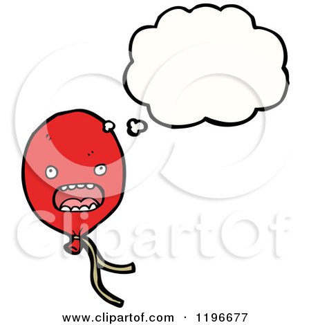 Cartoon of a Balloon Thinking - Royalty Free Vector Illustration by lineartestpilot