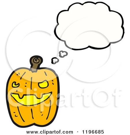 Cartoon of a Jack-o-Lantern Thinking - Royalty Free Vector Illustration by lineartestpilot