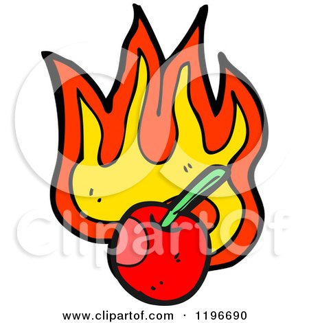 Cartoon of a Flaming Cherry Design Element - Royalty Free Vector Illustration by lineartestpilot