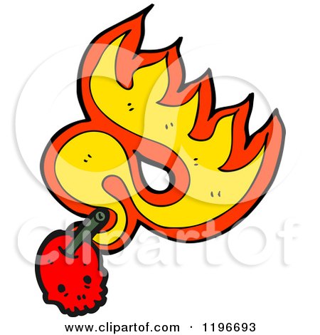 Cartoon of a Flaming Cherry Design Element - Royalty Free Vector Illustration by lineartestpilot