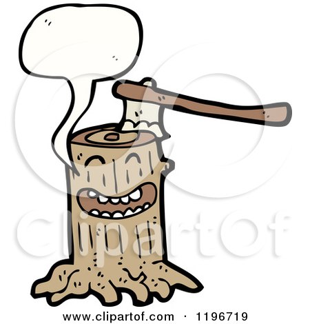 Cartoon of a Tree Stump Speaking - Royalty Free Vector Illustration by lineartestpilot