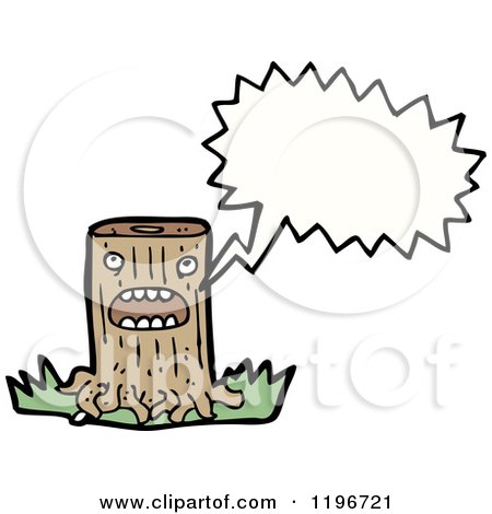 Cartoon of a Tree Stump Speaking - Royalty Free Vector Illustration by lineartestpilot