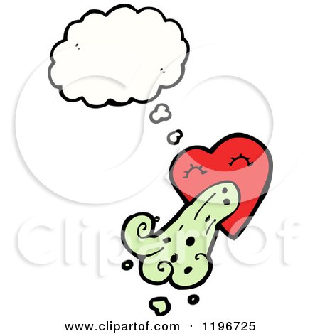 Cartoon of a Heart Vomiting and Thinking - Royalty Free Vector Illustration by lineartestpilot