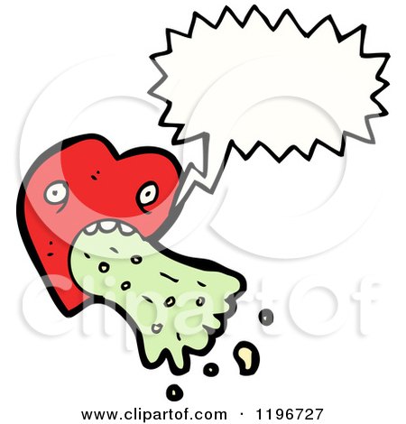 Cartoon of a Heart Vomiting and Speaking - Royalty Free Vector Illustration by lineartestpilot