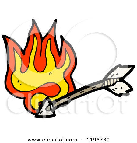 Cartoon of an Arrow in Flames - Royalty Free Vector Illustration by lineartestpilot