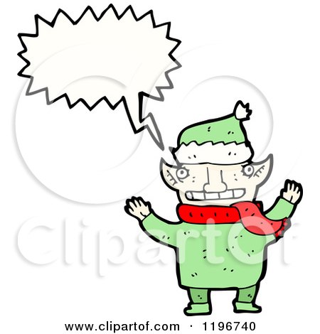 Cartoon of a Christmas Elf Speaking - Royalty Free Vector Illustration by lineartestpilot