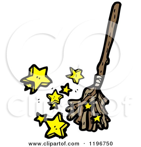 Cartoon of a Magic Broom Sweeping - Royalty Free Vector Illustration by lineartestpilot