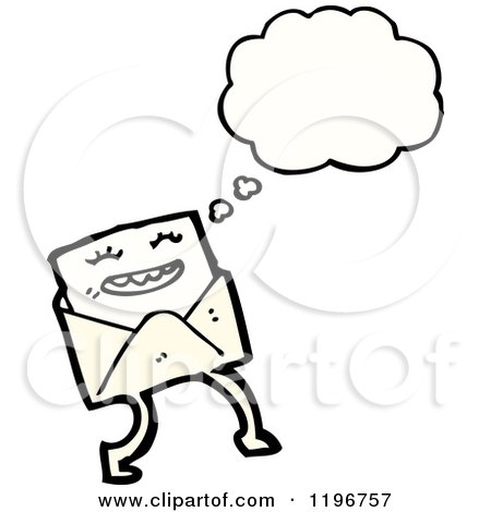Cartoon of an Envelope Thinking - Royalty Free Vector Illustration by lineartestpilot