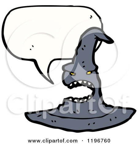 Cartoon of a Witch Hat Speaking - Royalty Free Vector Illustration by lineartestpilot
