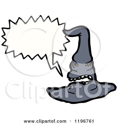 Cartoon of a Witch Hat Speaking - Royalty Free Vector Illustration by lineartestpilot