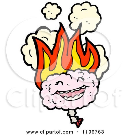 Cartoon of a Flaming Brain - Royalty Free Vector Illustration by lineartestpilot