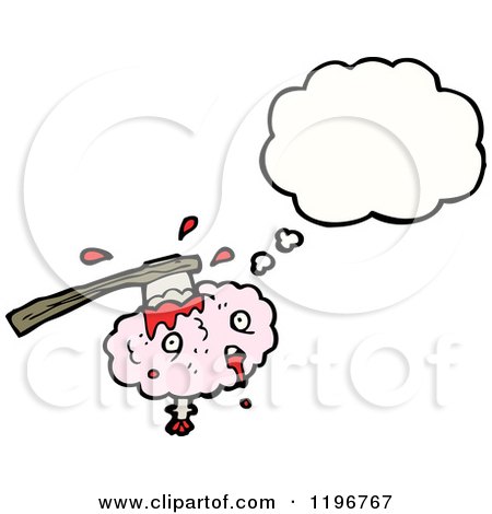 Cartoon of a Bloody Brain Thinking - Royalty Free Vector Illustration by lineartestpilot