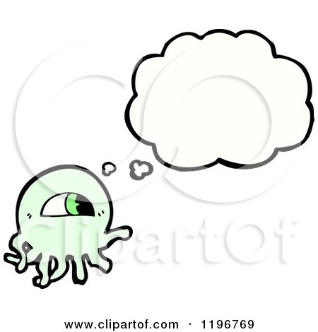 Cartoon of a Germ Thinking - Royalty Free Vector Illustration by lineartestpilot
