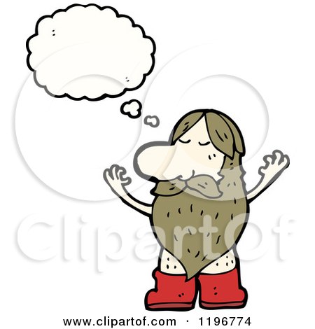 Cartoon of a Caveman Thinking - Royalty Free Vector Illustration by lineartestpilot