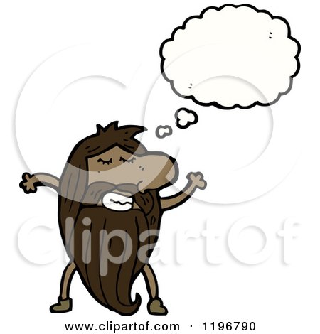 Cartoon of an African American Caveman Thinking - Royalty Free Vector Illustration by lineartestpilot