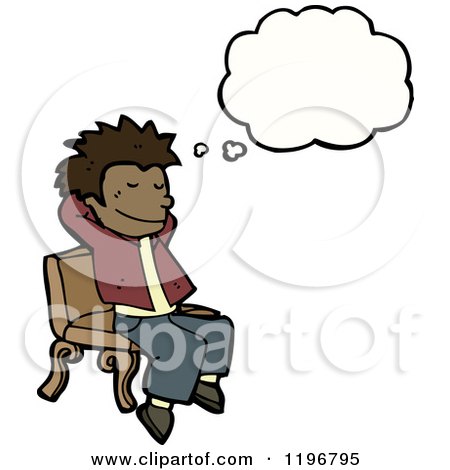 Cartoon of an African American Man Thinking - Royalty Free Vector Illustration by lineartestpilot