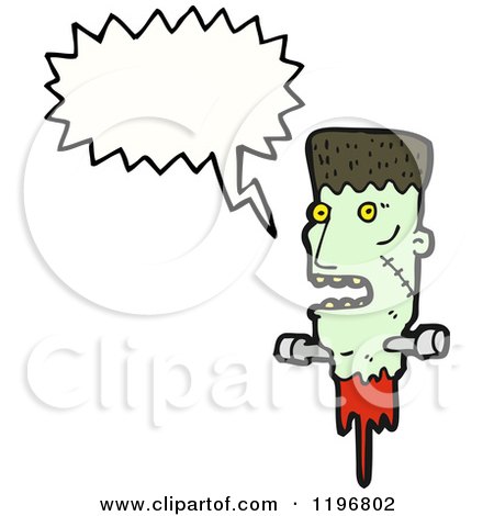 Cartoon of a Decapitated Frankenstein Head - Royalty Free Vector Illustration by lineartestpilot