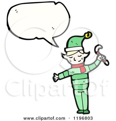 Cartoon of a Christmas Elf Speaking - Royalty Free Vector Illustration by lineartestpilot