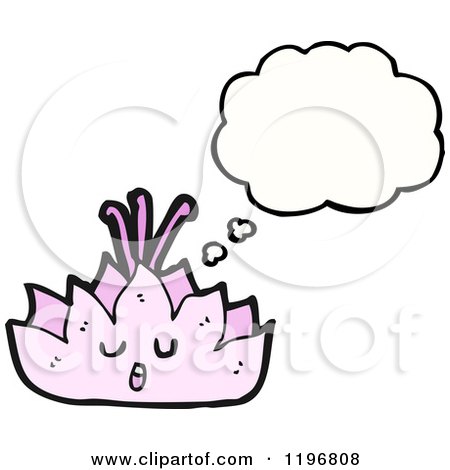 Cartoon of a Pink Lily Thinking - Royalty Free Vector Illustration by lineartestpilot