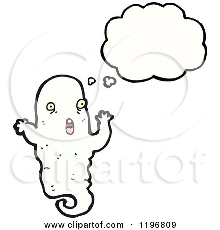 Cartoon of a Ghost Thinking - Royalty Free Vector Illustration by lineartestpilot