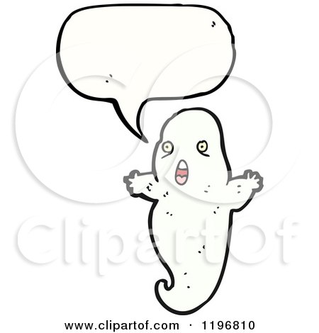 Cartoon of a Ghost Speaking - Royalty Free Vector Illustration by lineartestpilot