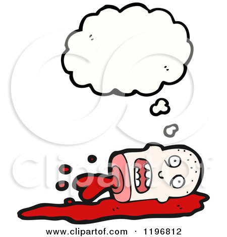 Cartoon of a Bloody Decapitated Head Thinking - Royalty Free Vector Illustration by lineartestpilot