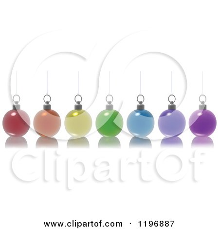 Clipart of 3d Colorful Christmas Baubles and Reflections - Royalty Free Vector Illustration by dero