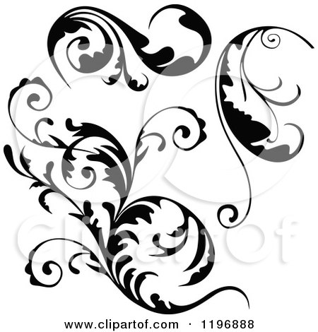 Clipart of Black Flourish Design Elements - Royalty Free Vector Illustration by dero