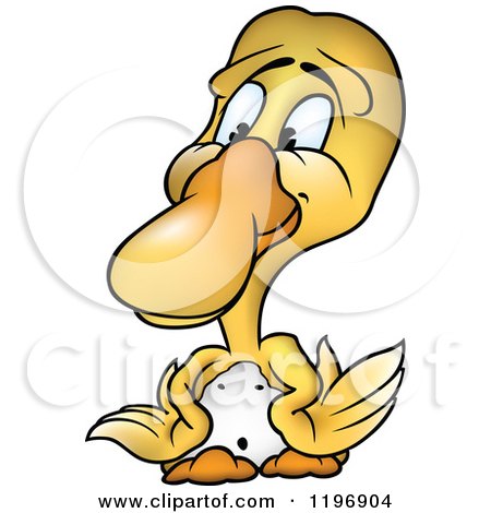Cartoon of a Yellow Duckling with Wings on His Hips - Royalty Free Vector Clipart by dero