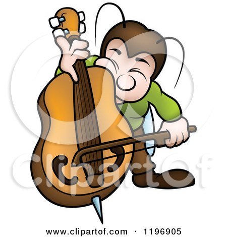 Cartoon of a Musical Bug Playing a Bass - Royalty Free Vector Clipart by dero