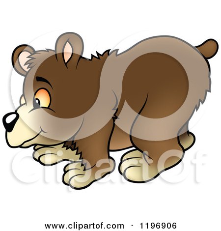 Cartoon of a Happy Brown Bear in Profile - Royalty Free Vector Clipart by dero