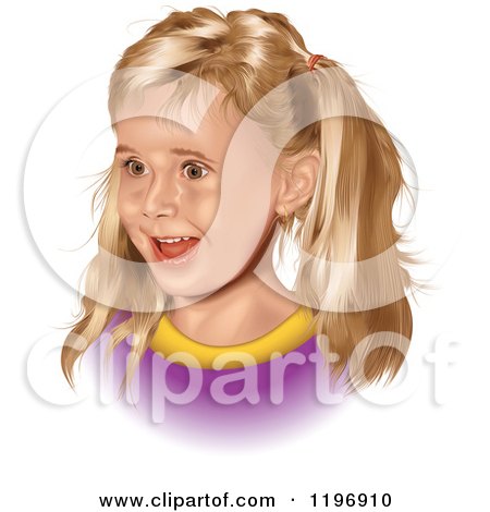 Clipart of a Happy Blond Girl with a Surprised Expression - Royalty Free Vector Illustration by dero