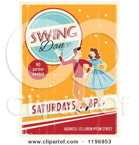Clipart of a Retro Distressed Swing Dance Poster with Sample Text - Royalty Free Vector Illustration by Eugene