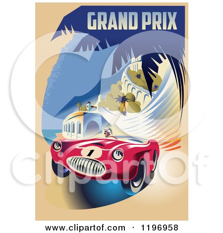 Clipart of a Retro Grand Prix Monaco Racing Poster - Royalty Free Vector Illustration by Eugene