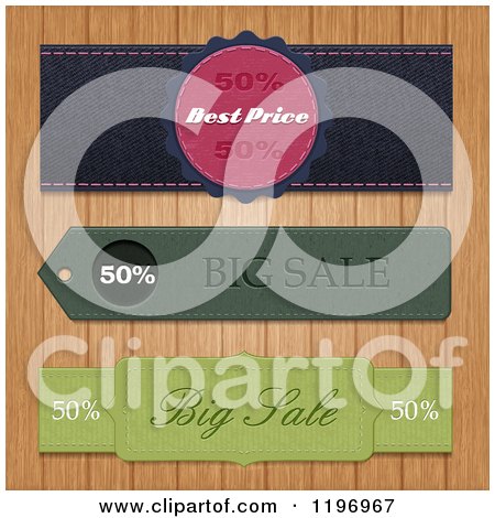 Clipart of Leather Sales Labels with Sample Text - Royalty Free Vector Illustration by Eugene