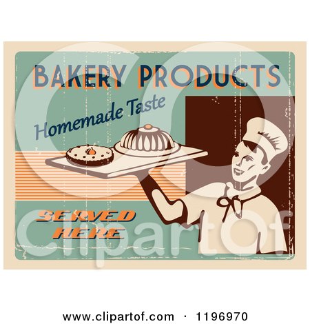 Clipart of a Retro Distressed Bakery Poster with Sample Text - Royalty Free Vector Illustration by Eugene
