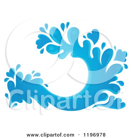 Cartoon of a Blue Water Splash 4 - Royalty Free Vector Clipart by visekart
