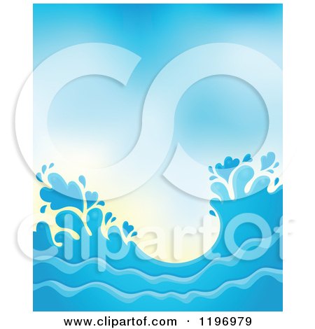 Cartoon of a Blue Ocean Splash and Surf Background 3 - Royalty Free Vector Clipart by visekart
