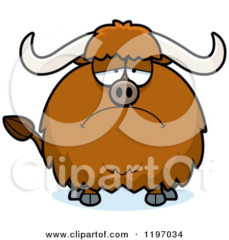 Cartoon of a Depressed Chubby Ox - Royalty Free Vector Clipart by Cory Thoman