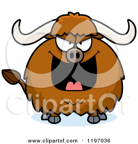Cartoon of an Evil Chubby Ox - Royalty Free Vector Clipart by Cory Thoman