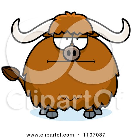 Cartoon of a Bored Chubby Ox - Royalty Free Vector Clipart by Cory Thoman